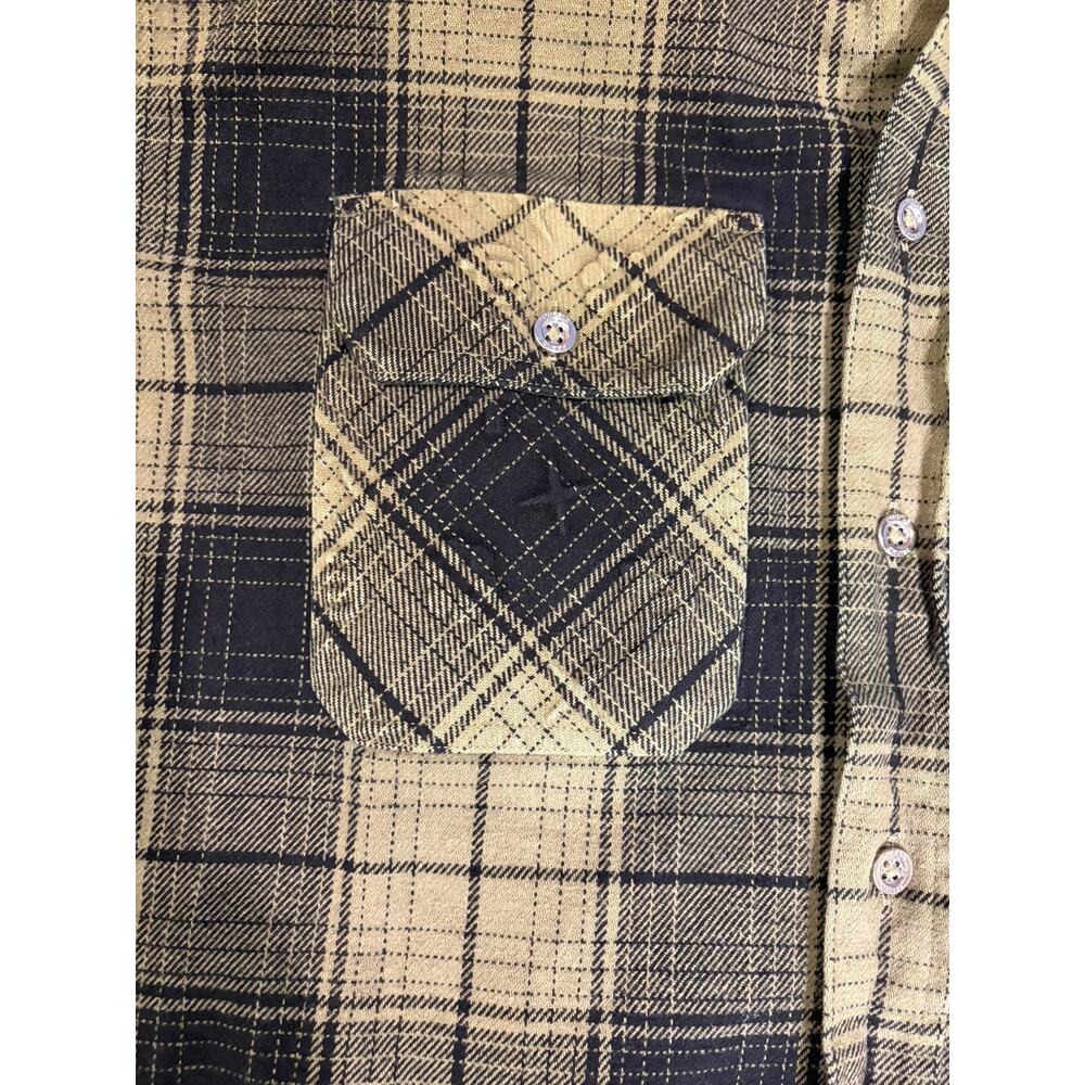 PURPLE BRAND Men's Plaid Flannel Shirt Size SMALL Green Black Heavyweight - Picture 5 of 11